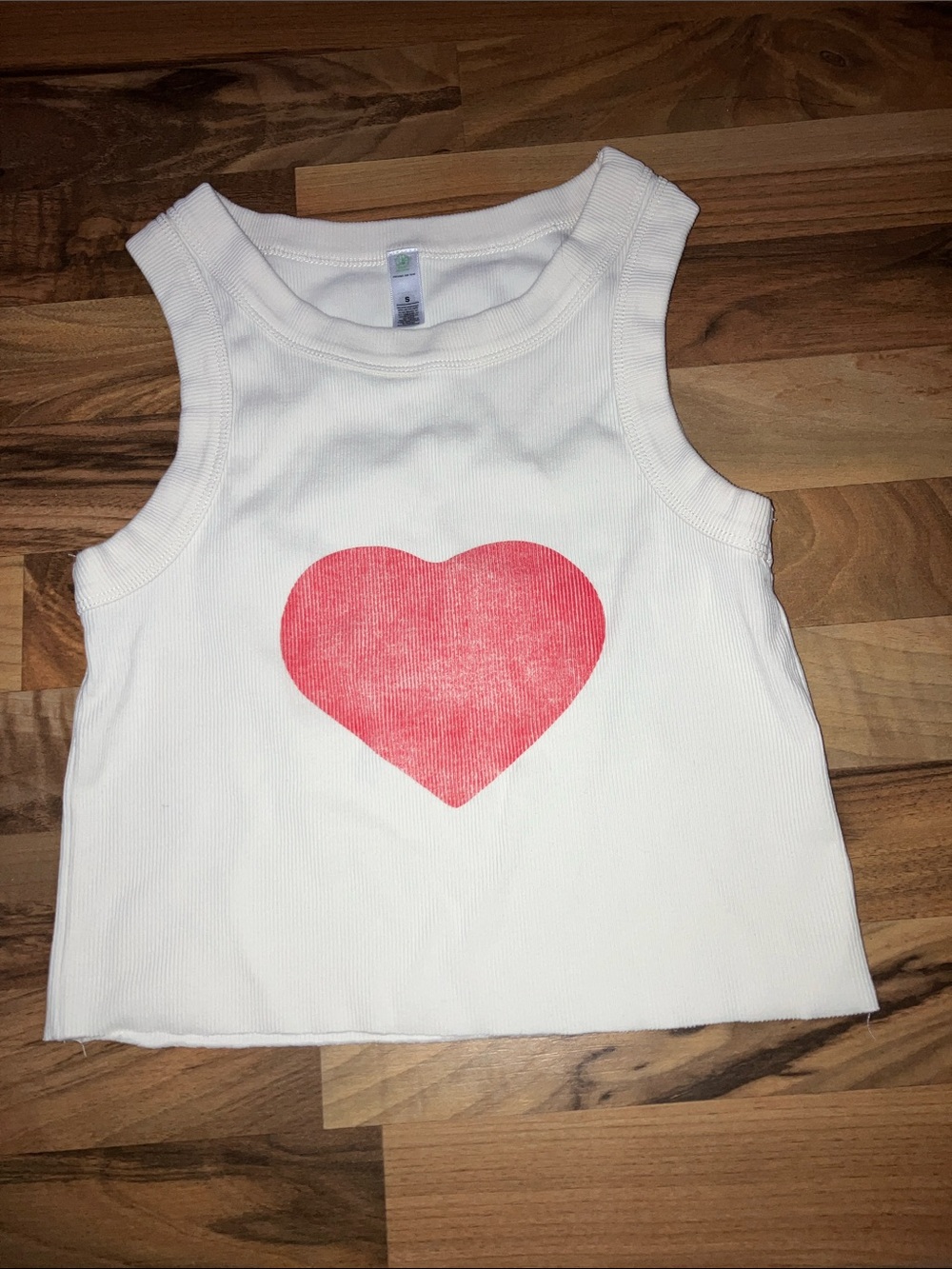 Ascolour Cream ribbed hearts organic cotton Tank top Sz S